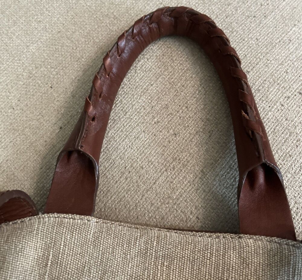 Sundance Canvas Leather Backpack Brown Beige Bag School Travel Adjustable - Picture 9 of 10